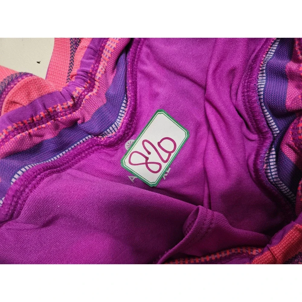 Athleta Hybrid Swim Shorts Women XL Purple Beachside Shortie Pink Stripes #820